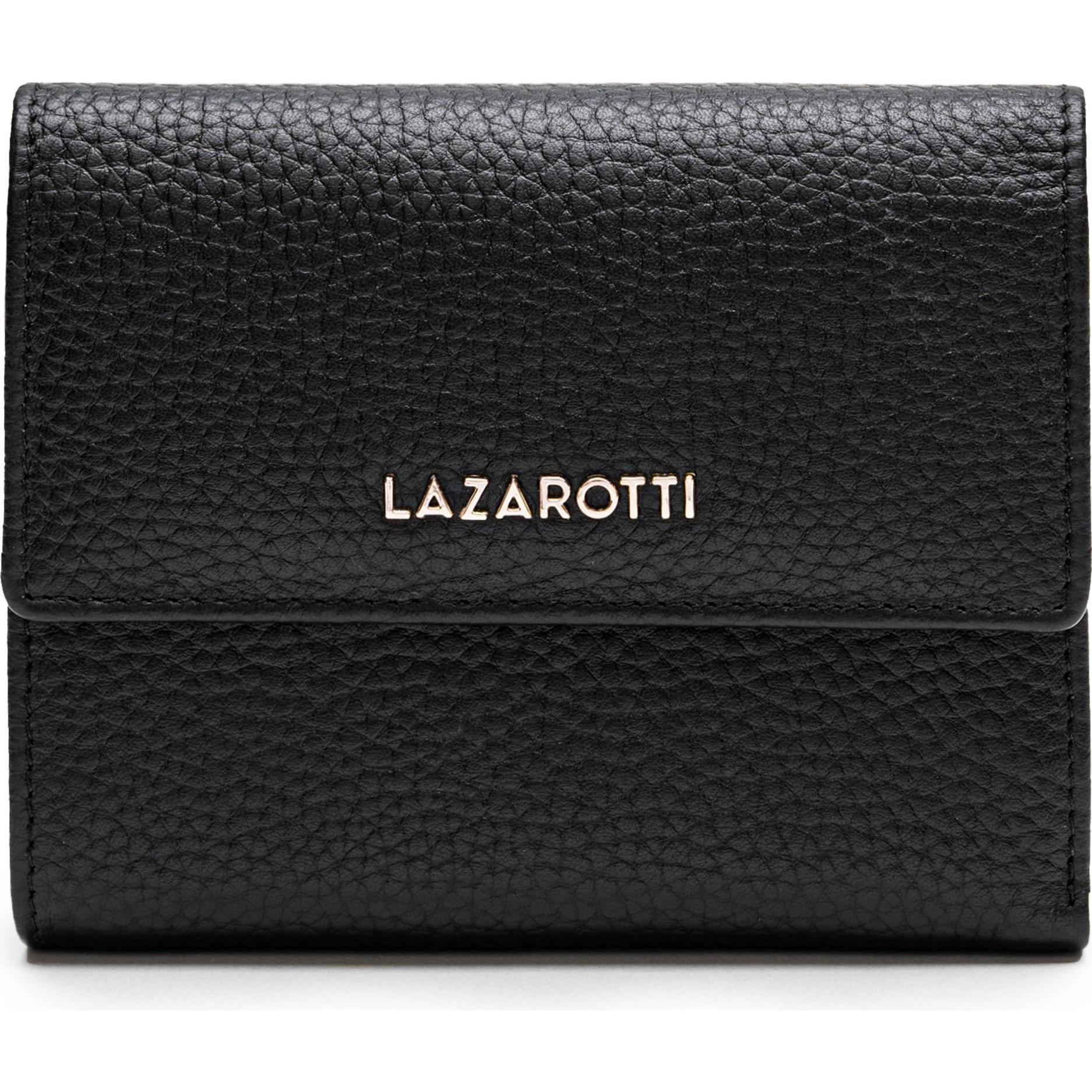 Lazarotti, Damen, Portemonnaie, Bologna Leather Geldbörse Leder 12 cm, Schwarz