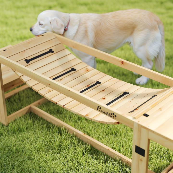 Produktbild PawHut Hunde Agility Set Tannenholz Naturholz (Agility)
