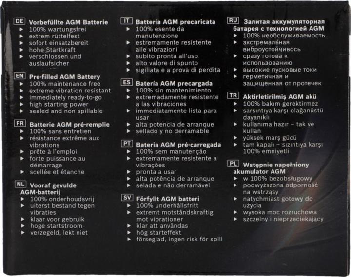 Nutritional values and ingredients Bosch Automotive GEL motorbike battery (12 V, 4 Ah, 50 A)