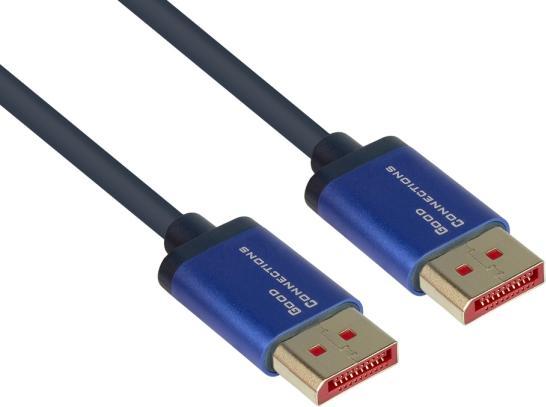 Actual product image Good Connections DisplayPort 1.4 SmartFLEX cable, 8K UHD-2 / 4K UHD, aluminium housing, CU, dark blue, 0.5m, Good Con (0.50 m)