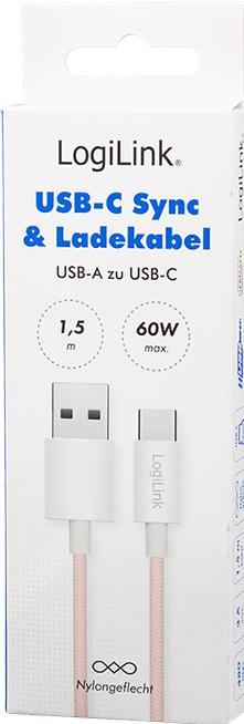 Produktbild LogiLink USB A – USB C (1.50 m, USB 2.0, 60 W)