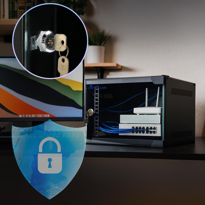 Productafbeelding Extralink LITE 6U 10" REK 280X310 WANDGEMONTEERD ZWART (6 HE, 10 inch rek)