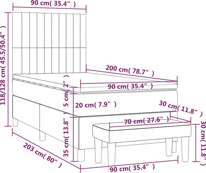 Immagine prodotto vidaXL Boxspringbett (90 x 200 cm)