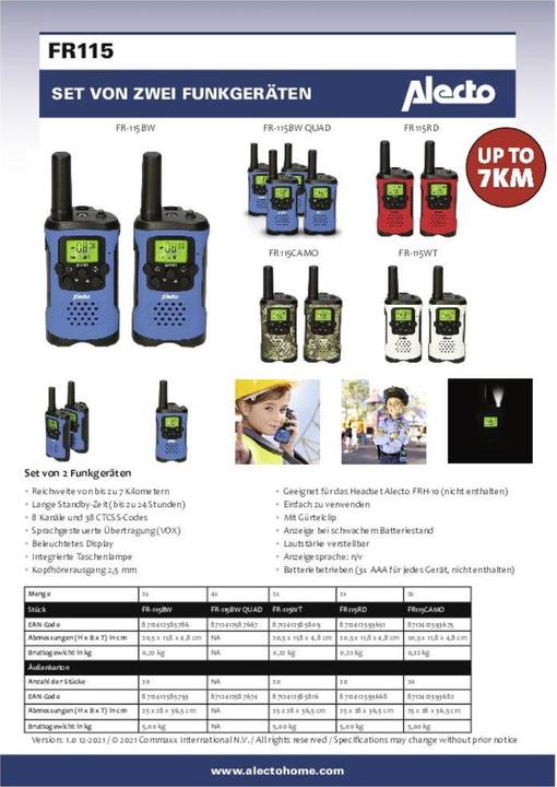 Actual product image Alecto FR-115BW (7 km)