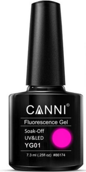 Actual product image Canni Gellack Fluorescence YG01 UV/LED (Pink, UV gel varnish)