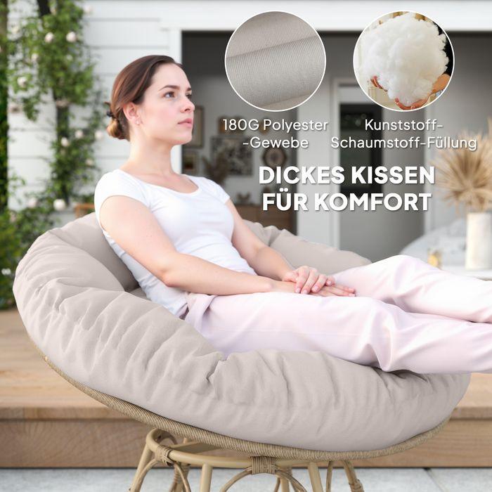 Produktbild Swisshandel24 Papasansessel Rattan 360° drehbar, bis 120 cm, Hellgrau