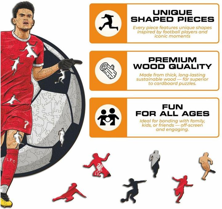 Actual product image Iconic Liverpool FC - Luis Diaz - Wooden Puzzle Size S (150 pieces) (150 pieces)