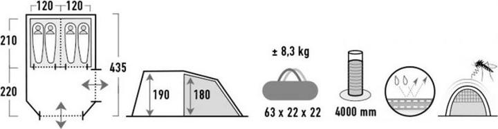 Produktbild High Peak Ancona (Tunnelzelt, 8.40 kg, 4 Personen)
