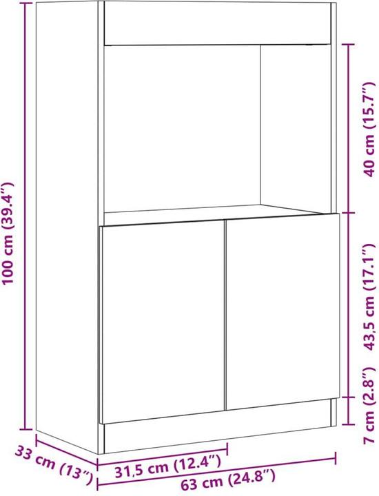 Image du produit vidaXL Highboard (63 x 33 x 100 cm)