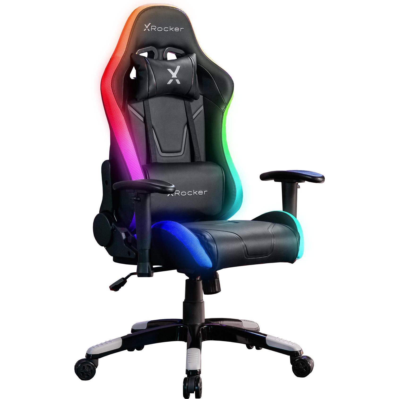 X Rocker Chaise de jeu eSports compacte RVB Agility JR Noire/Grise, Gaming Stuhl, Schwarz