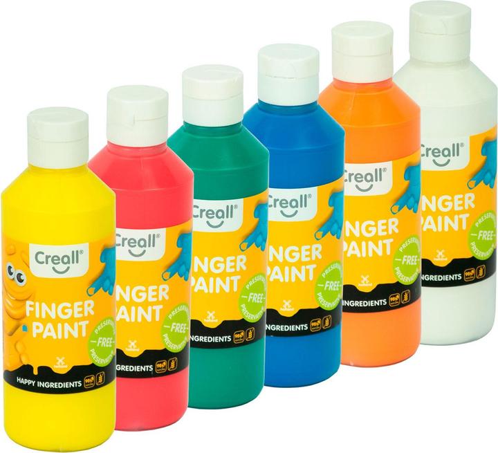 Creall Finger paints (White, Orange, Yellow, Green, Blue, Red, 250 ml)