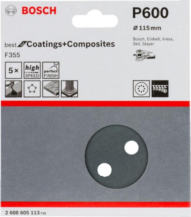 Actual product image Bosch Professional Zubehör PRO F355 sanding sheet, 115 mm, G600 (600)