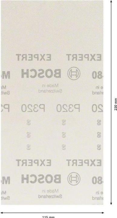 Immagine prodotto Bosch Professional Zubehör EXPERT M480 Rete di levigatura per levigatrici orbitali, 115 x 230 mm, G 320, 10 pezzi. (P320)