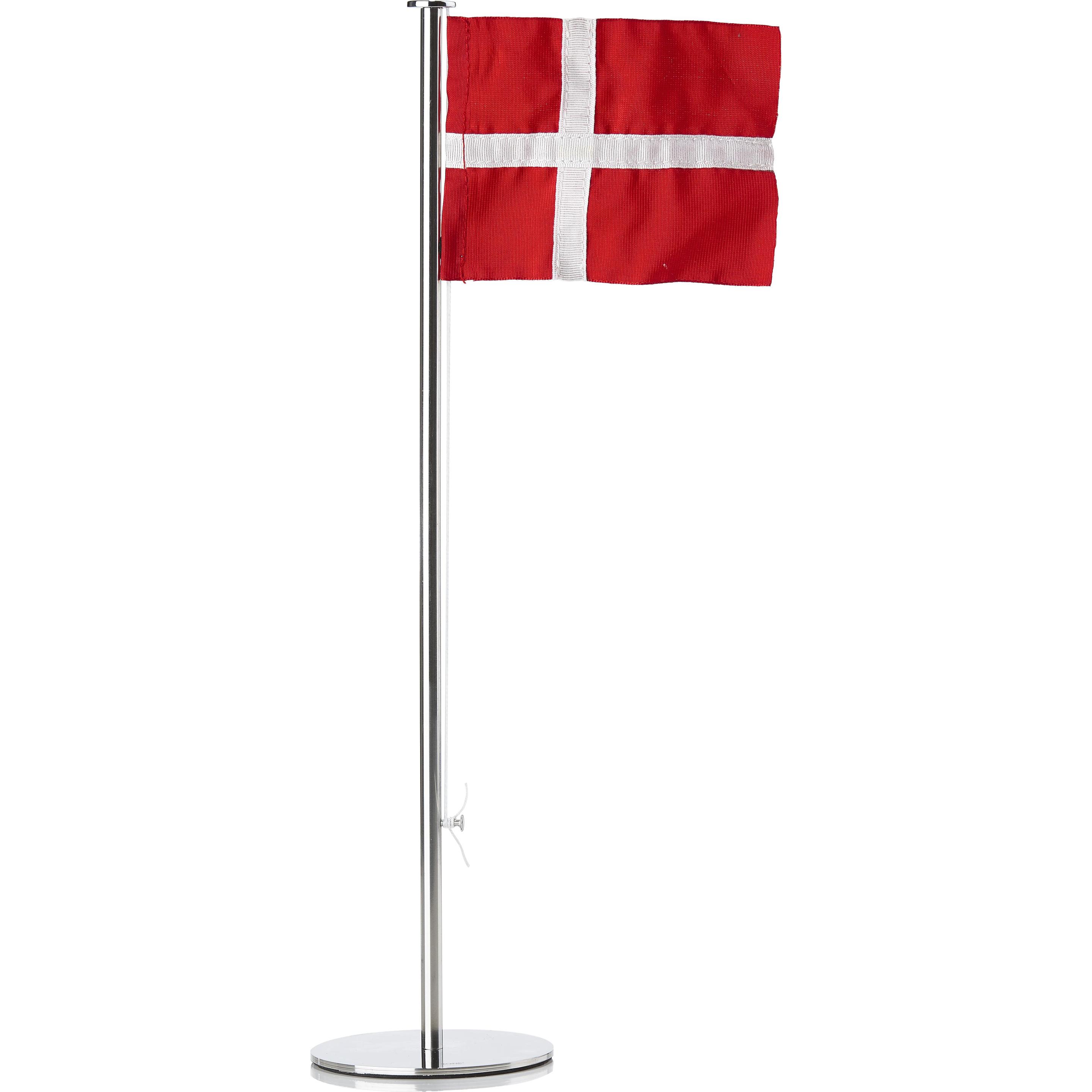 Zone, Bandiera, Bordflag Ø9x40 cm Dannebrog Rustfri Stål Blank