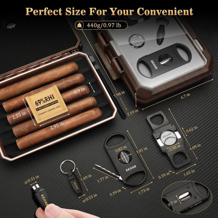 Actual product image Kejiar Reisehumidor-Set mit Zubehör für Zigarrenliebhaber