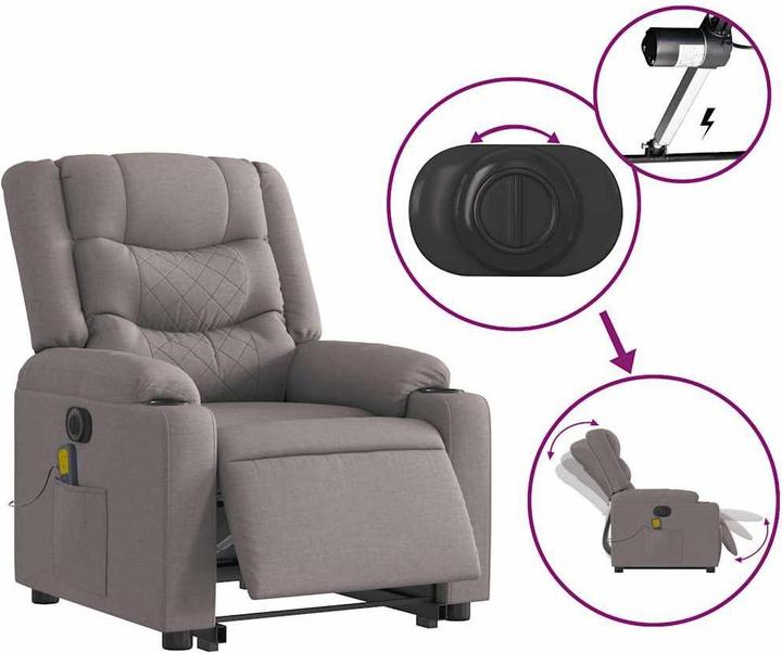 Actual product image vidaXL Electric massage chair with stand-up aid Taupe fabric