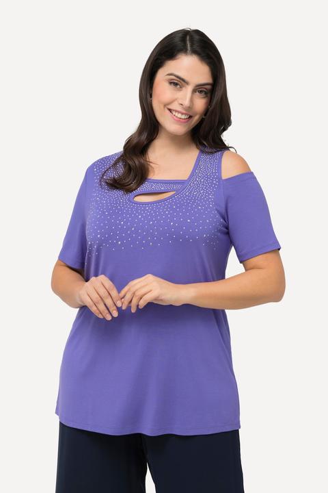Actual product image Ulla Popken Sparkling Cutout Short Sleeve Tee (46, 48)