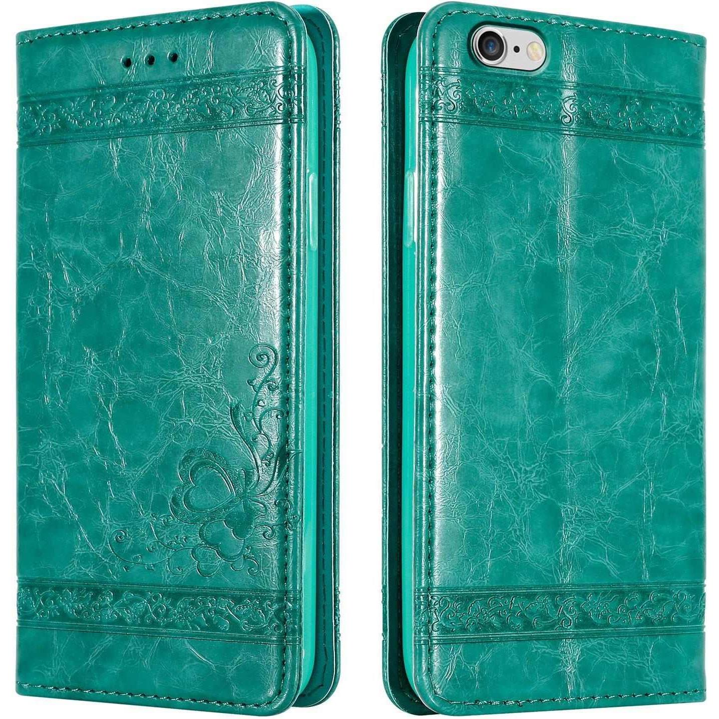 Cadorabo Book Hülle mit Ornamente (Apple iPhone 6 Plus), Smartphone Hülle, Türkis