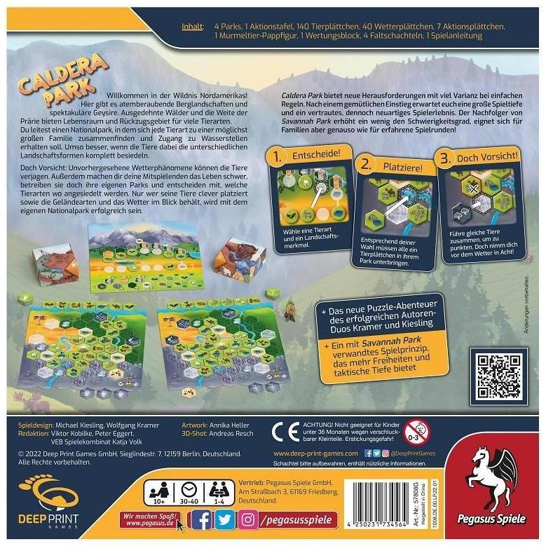 Thumbnail - Pegasus 57808G - Caldera Park, Brettspiel, für 1-4 Spieler, ab 10 Jahren (DE-Ausgabe) (Deutsch)