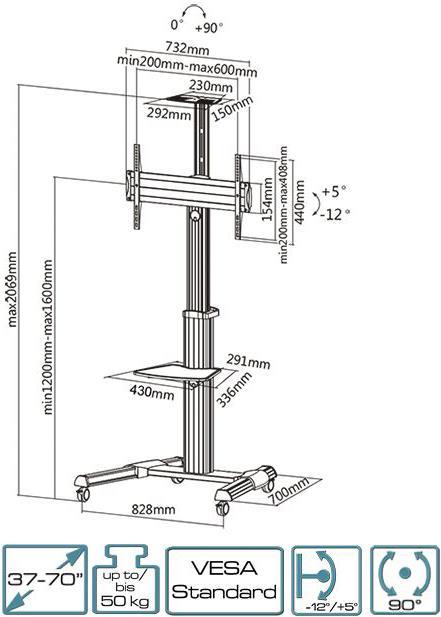 Produktbild myWall Hp 101 L (Universal, 70", 50 kg)