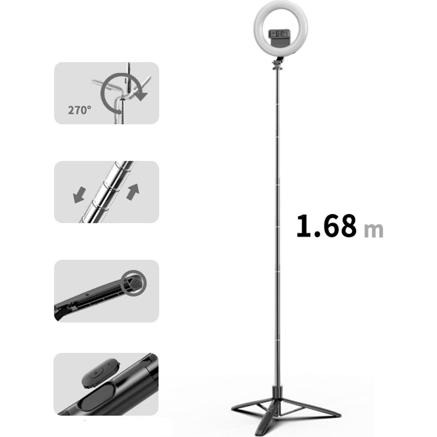Thumbnail - Usams Ringlight Tripod, Smartphone Halterung, Schwarz