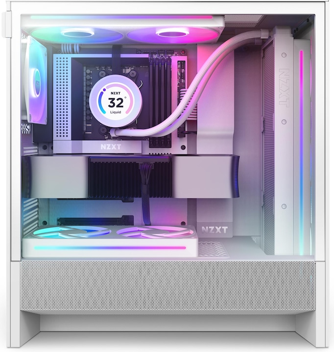 Actual product image NZXT H5 Flow RGB ( 2024 ) (white, tempered glass) (ATX, mATX, E-ATX, Mini-ITX)