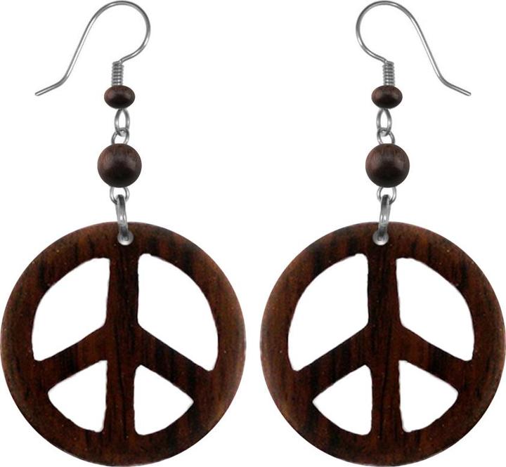 Actual product image Star Piercing Ohrring Peace aus Narra Holz (without brass, Organic, Surgical steel 316L)