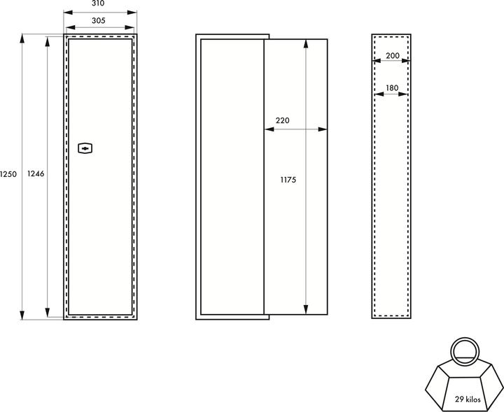 Produktbild Thirard Gewehrschrank brissac, Schlüsselverriegelung, 2 Riegel, Kapazität für 5 Gewehre