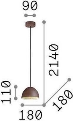 Immagine prodotto Ideal lux FOLK lampada a sospensione E27 ⌀180mm dimmerabile color ruggine 174204 (E27)