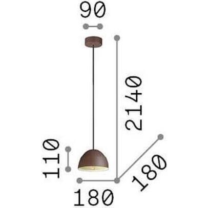 Thumbnail - Ideal lux, Pendelleuchte, FOLK Pendelleuchte E27 ⌀180mm dimmbar Rostfarben 174204 (E27)