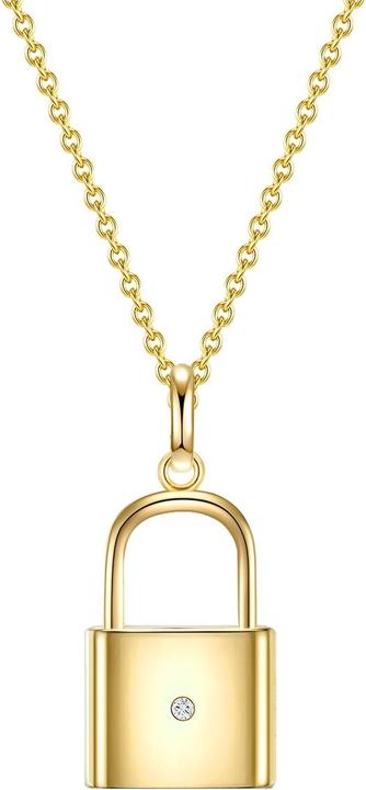 Actual product image Lulu & Jane Sterling silver diamond yellow gold lock 42.0 cm base chain + 5.0 cm extension - 33662 (Sterling Silver, 42 - 47 cm)