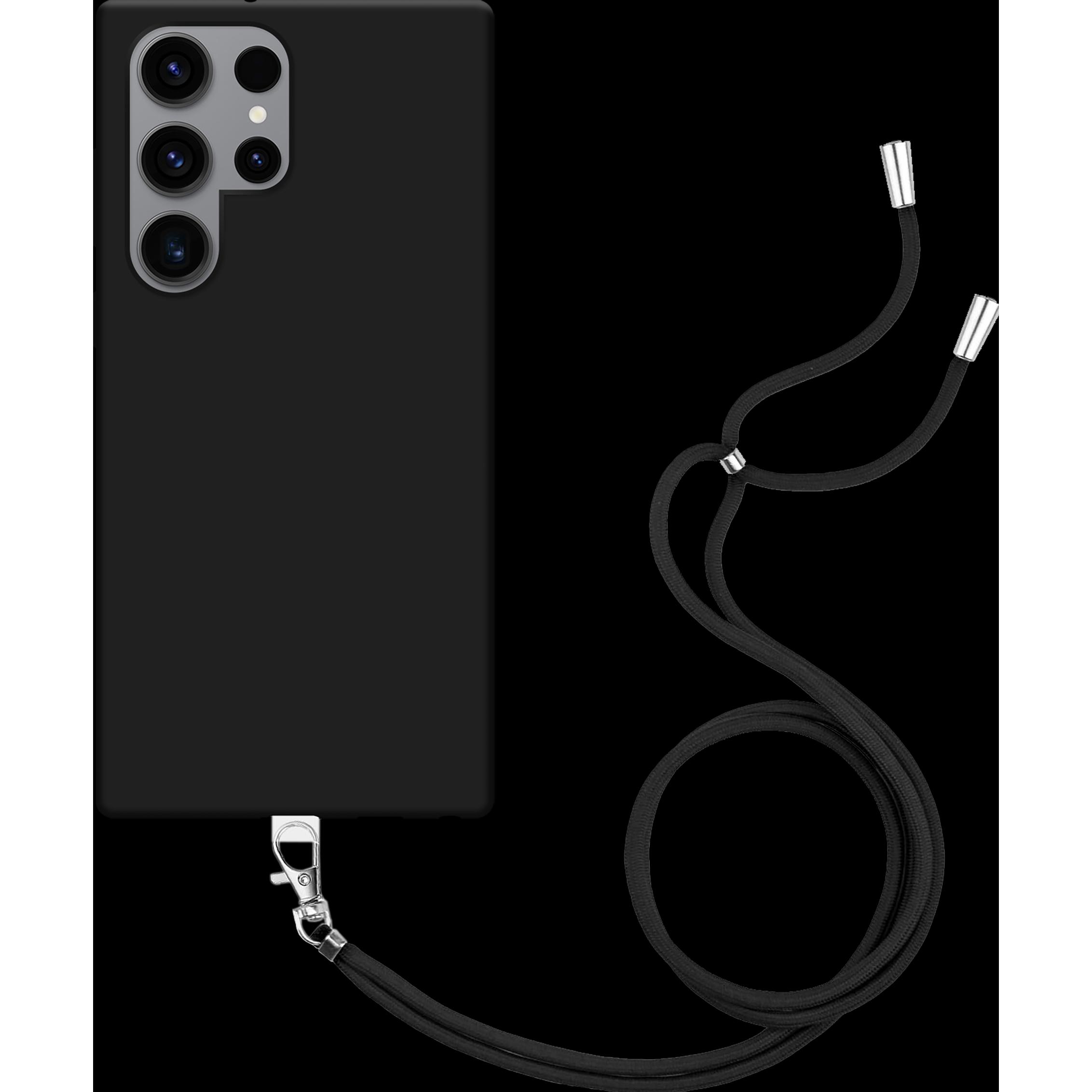 Thumbnail - Cazy Handykette Hülle Kompatibel mit Samsung Galaxy S23 Ultra - Silikon Handyhülle mit Band Necklace, Handykette, Schwar...
