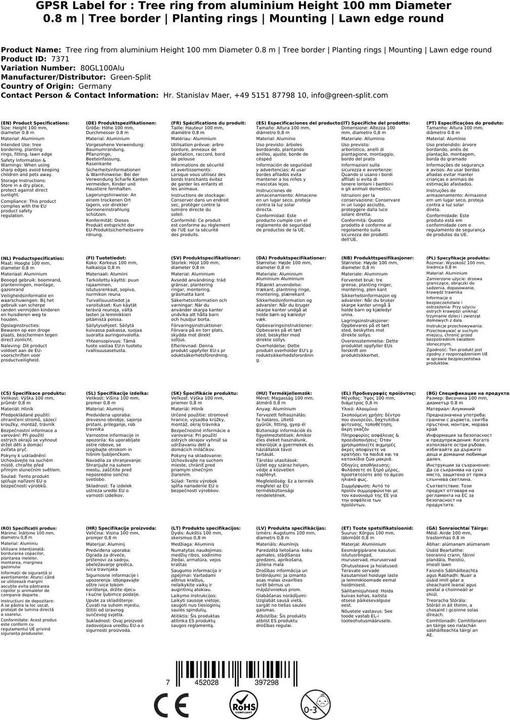 Actual product image Green Split Aluminium tree ring Height 100 mm Diameter 0.8 m (100 cm)