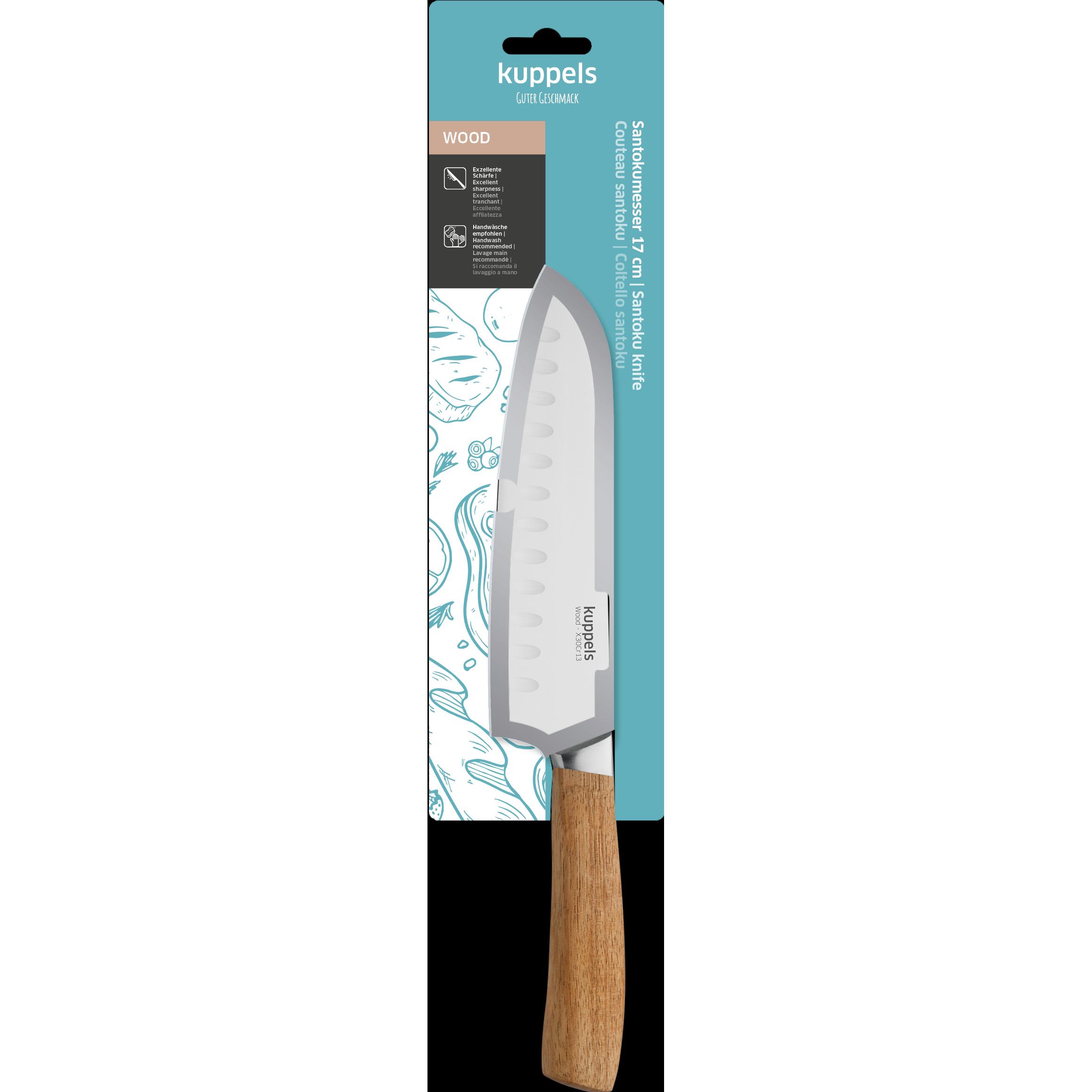 Kuppels WOOD Santokumesser 7", Küchenmesser, Braun