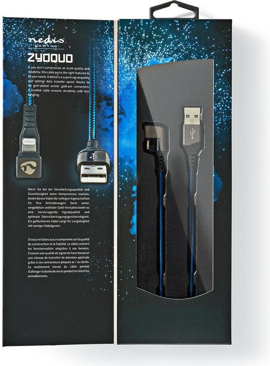 Produktbild Nedis USB-Kabel - Apple Lightning 8-Pin - USB-A Stecker - Vernickelt - 1.00 m - rund - Geflochten/Ny (1 m, USB 2.0, 12 W)