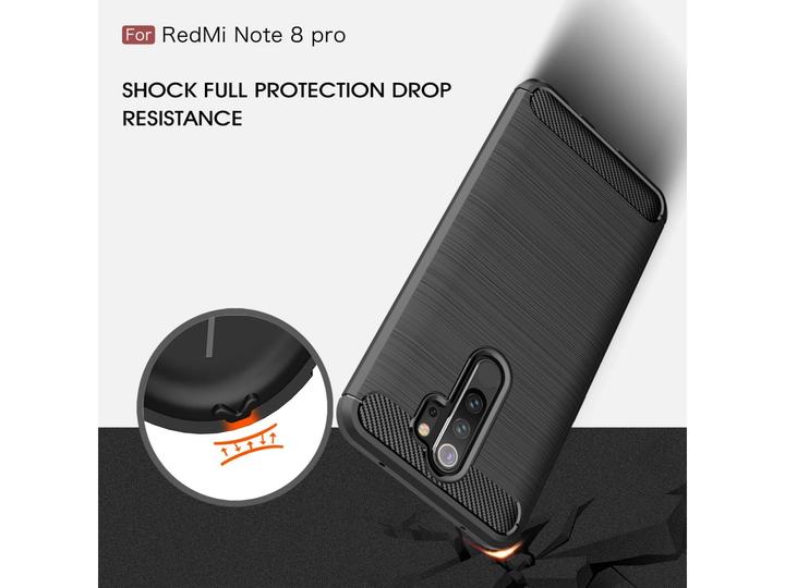 Produktbild Screenguard Xiaomi Redmi Note 8 Pro Hülle Carbon Brushed Soft TPU (Xiaomi Redmi Note 8 Pro)