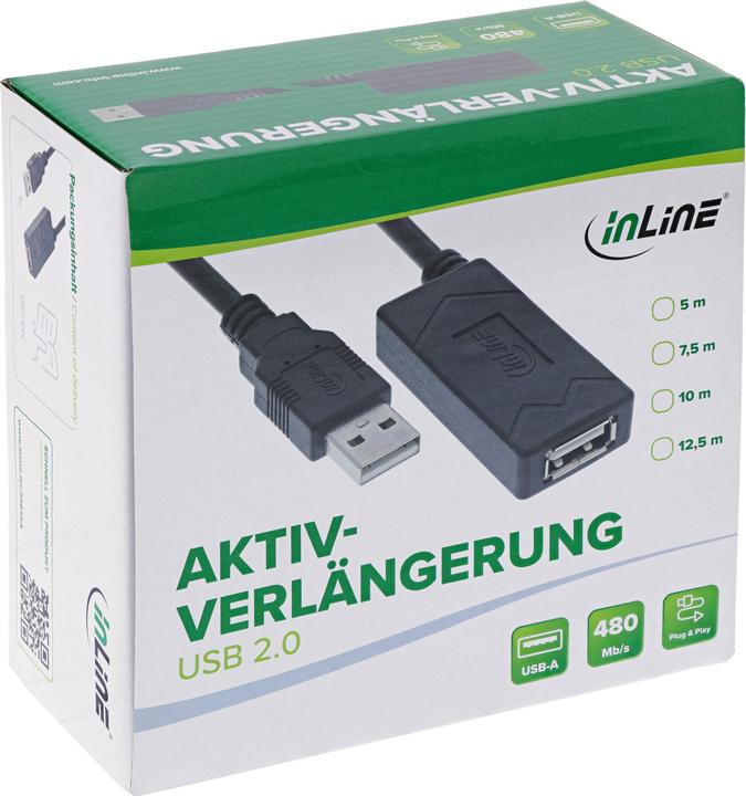 Immagine prodotto InLine Prolunga attiva USB 2.0, spina/presa USB-A, 7,5 m (7.50 m, USB 2.0)