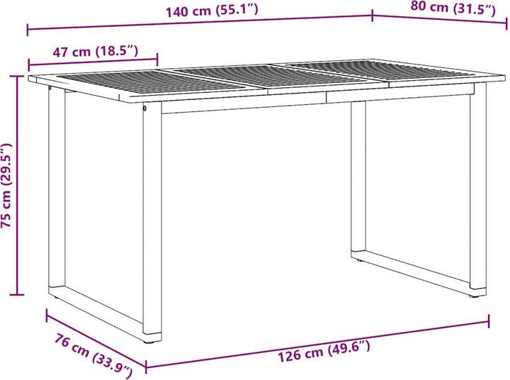 Produktbild vidaXL Terrassentisch (140 x 80 x 75 cm)