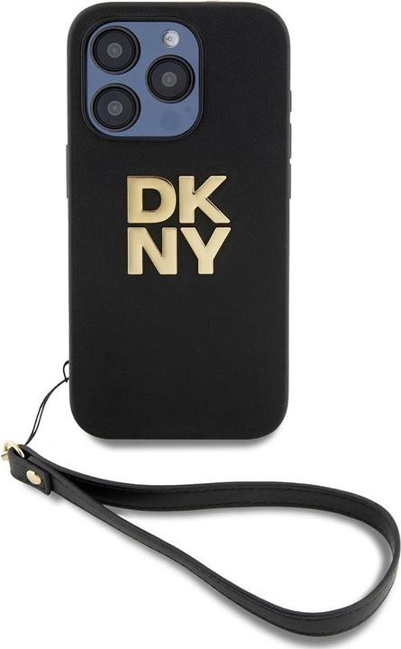 Actual product image DKNY DKHCP15XPBSWSK iPhone 15 Pro Max 6.7" czarny/black hardcase Wrist Strap Stock Logo (Apple iPhone 15 Pro Max)