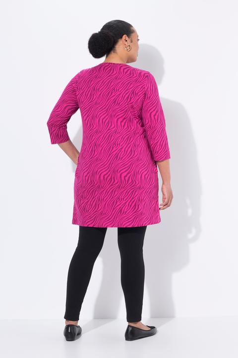 Actual product image Ulla Popken Pink Zebra Print Empire Zip-Front Knit Tunic (56)