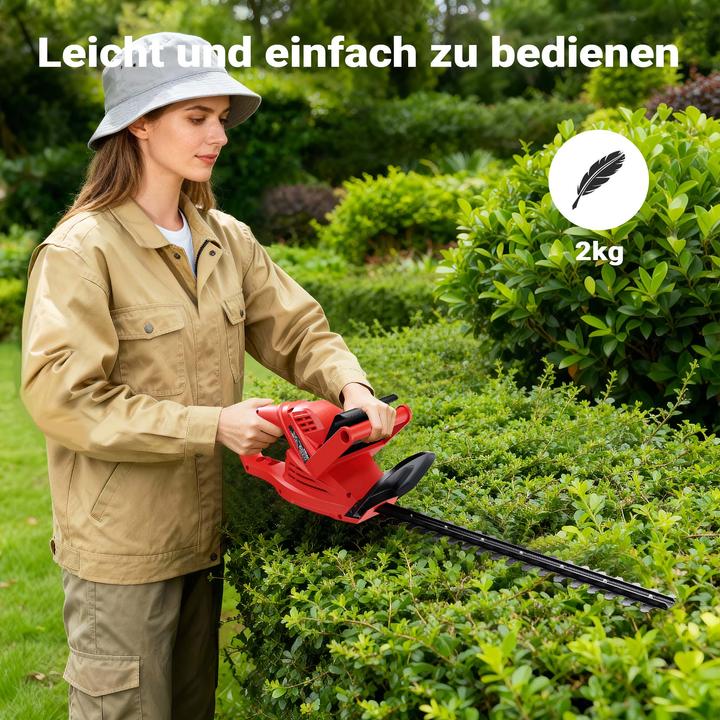 Actual product image Wiltec XPOtool Electric Hedge Trimmer 520W with 450mm Cutting Length, Quick-stop Brake, and Hand Protection (Electrical connection)