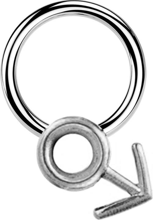 Produktbild Star Piercing Micro Closure Ring silber Gendersymbol Mann silber (Chirurgenstahl 316L, Messing)
