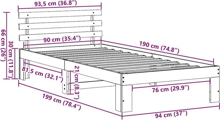 Immagine prodotto vidaXL Letto (90 x 190 cm)