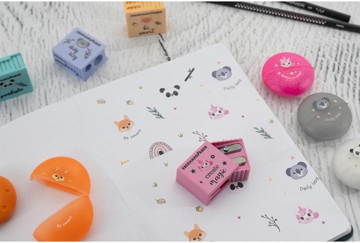 Productafbeelding EberhardFaber Radierer Animal 8er, Werkstoff: Kautschuk, Farbe: Koala, Panda, Fuchs, Einhorn. 45 mm, 45 mm