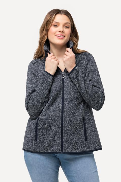 Produktbild Ulla Popken Strickfleece-Jacke, Rauten, Stehkragen, Zipptaschen (46, 48)
