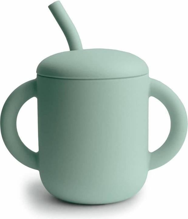 Actual product image Mushie Drinking Mug with Straw Cambridge Blue