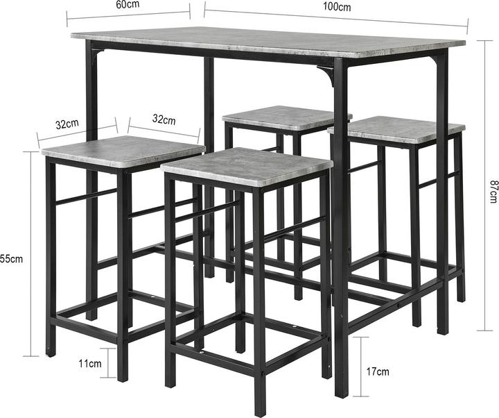 Produktbild SoBuy Bartisch (60 x 100 x 87 cm)