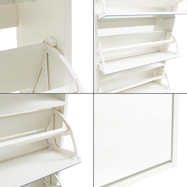 Immagine prodotto En.Casa Schuhkipper Lund mit 5 verspiegelten Klappen Weiss
