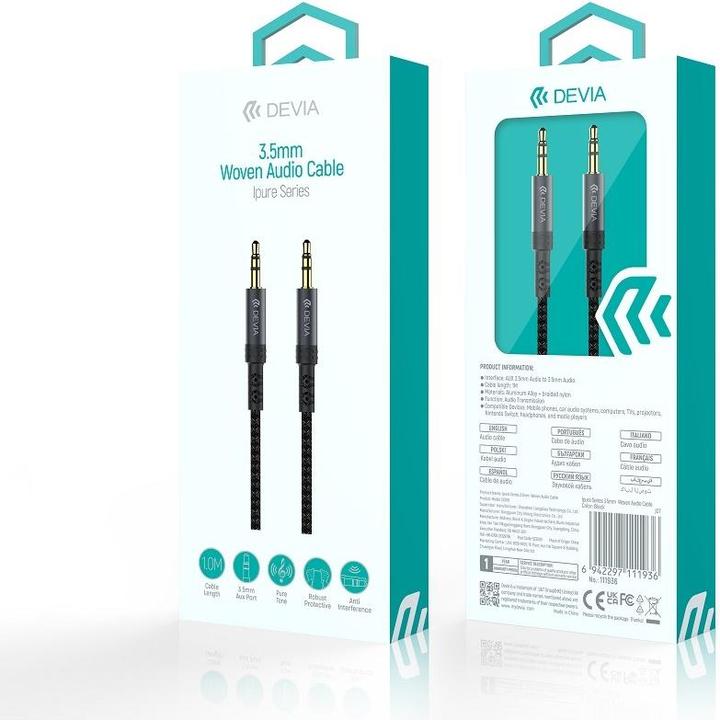 Image du produit Devia câble audio Ipure EC618 jack 3,5 mm - jack 3,5 mm 1,0 m noir (1 m, Jack 3,5 mm (AUX))