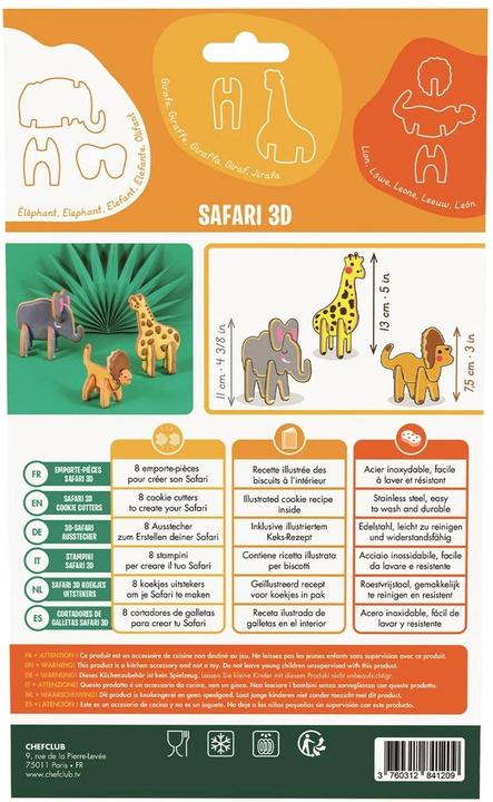 Actual product image Chefclub Biscuit cutter Safari 3D 8pcs.